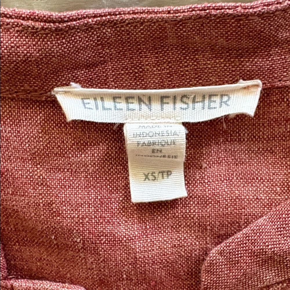 Terracotta Linen Dress Duster Eileen Fisher - Picture 8 of 10